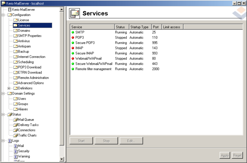 Kerio MailServer Screenshot